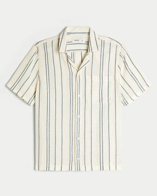 Short-Sleeve Textural Stripe Shirt