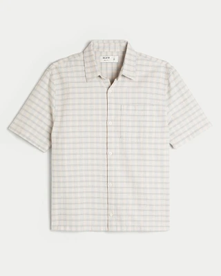Boxy Short-Sleeve Plaid Shirt