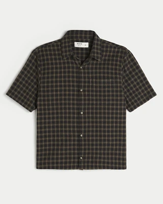 Boxy Short-Sleeve Plaid Shirt