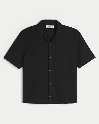 Boxy Short-Sleeve Linen-Blend Shirt