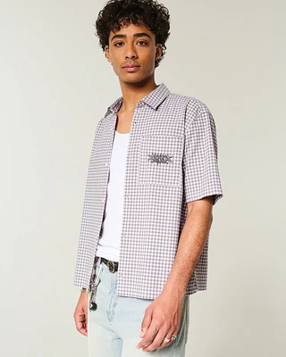 Boxy Short-Sleeve Embroidered Graphic Shirt