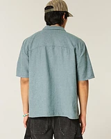 Boxy Linen-Blend Short-Sleeve Shirt