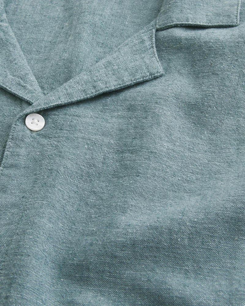 Boxy Linen-Blend Short-Sleeve Shirt