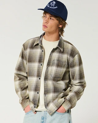 Boxy Washed Flannel Shirt