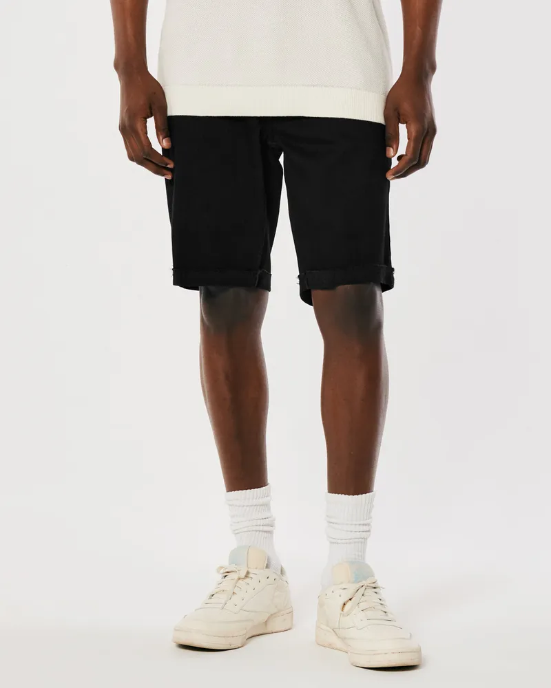 White Athletic Skinny Denim Shorts 9"