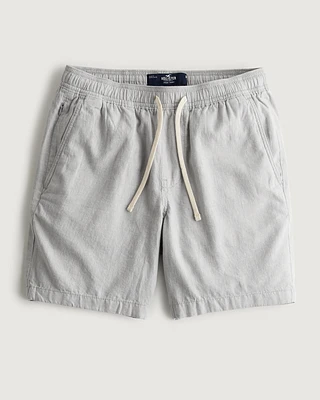 Linen Blend Jogger Shorts 7"