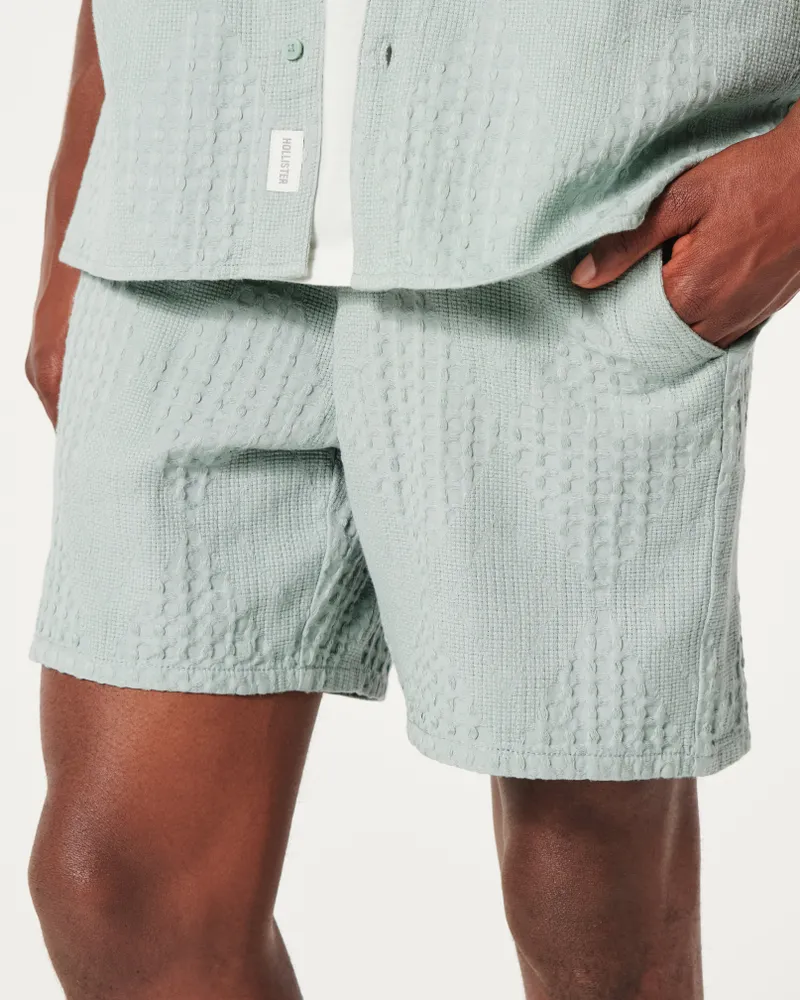 Textured Pattern Woven Jogger Shorts 7"