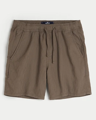 Textured Cotton Pull-On Shorts