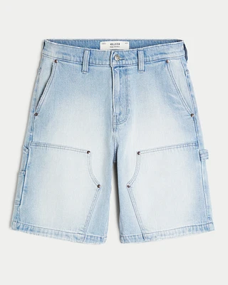 Light Wash Baggy Denim Painter Shorts