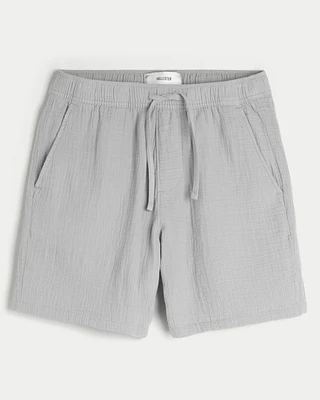 Above-the-Knee Crinkle Cotton Shorts