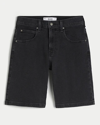 Washed Black Baggy Denim Shorts 11"