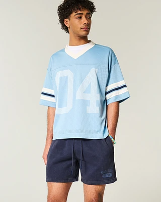 Mid-Thigh Graphic Loose Fleece Shorts