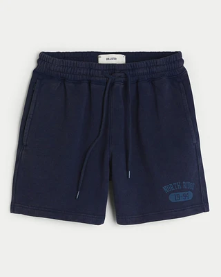 Mid-Thigh Graphic Loose Fleece Shorts