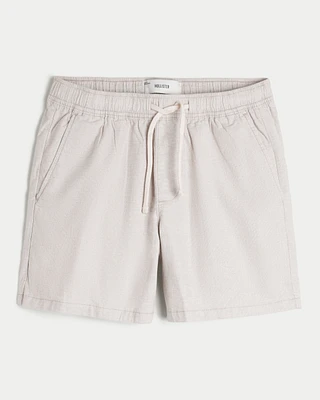 Mid-Thigh Linen-Blend Pull-On Shorts