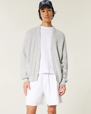 Mid-Thigh Linen-Blend Pull-On Shorts