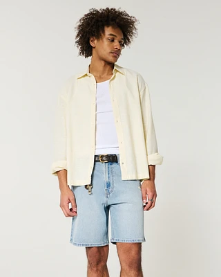 Above-the-Knee Distressed Loose Denim Shorts