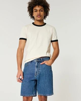 Above-the-Knee Loose Denim Shorts