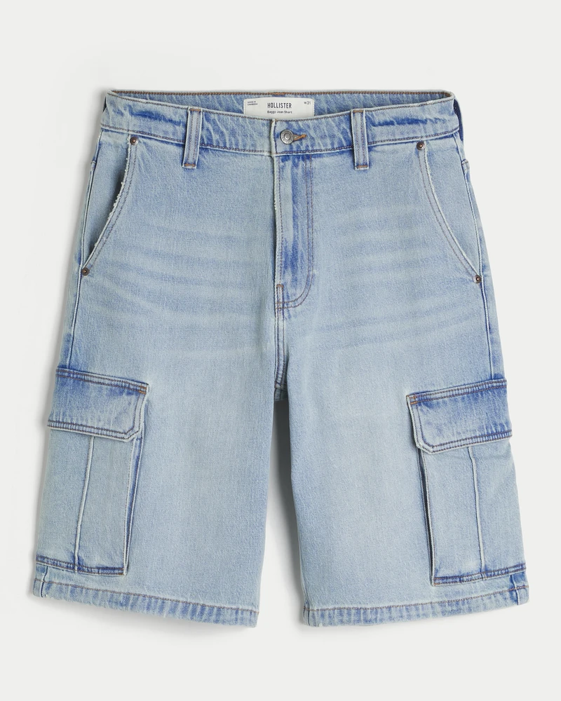 Baggy Denim Cargo Shorts
