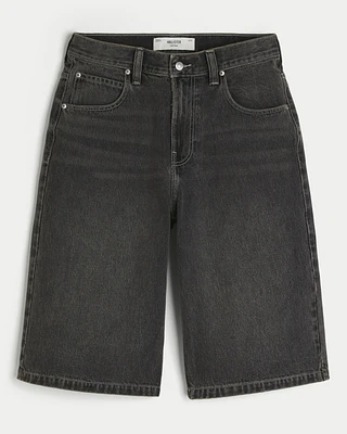 Washed Black Denim Half Pants