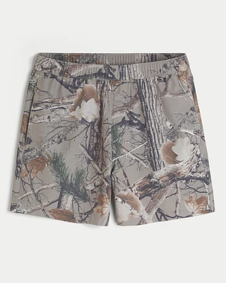 Mid-Thigh Camo Hybrid Active Shorts