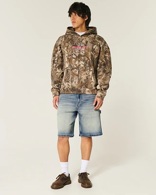 Dark Wash Baggy Denim Shorts