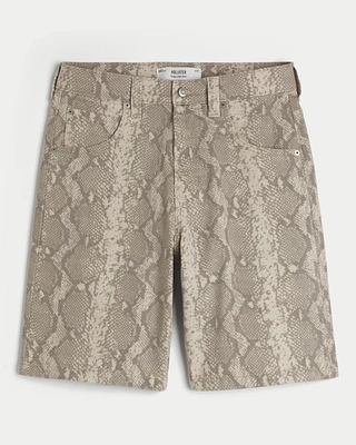 Snake Print Baggy Jean Shorts