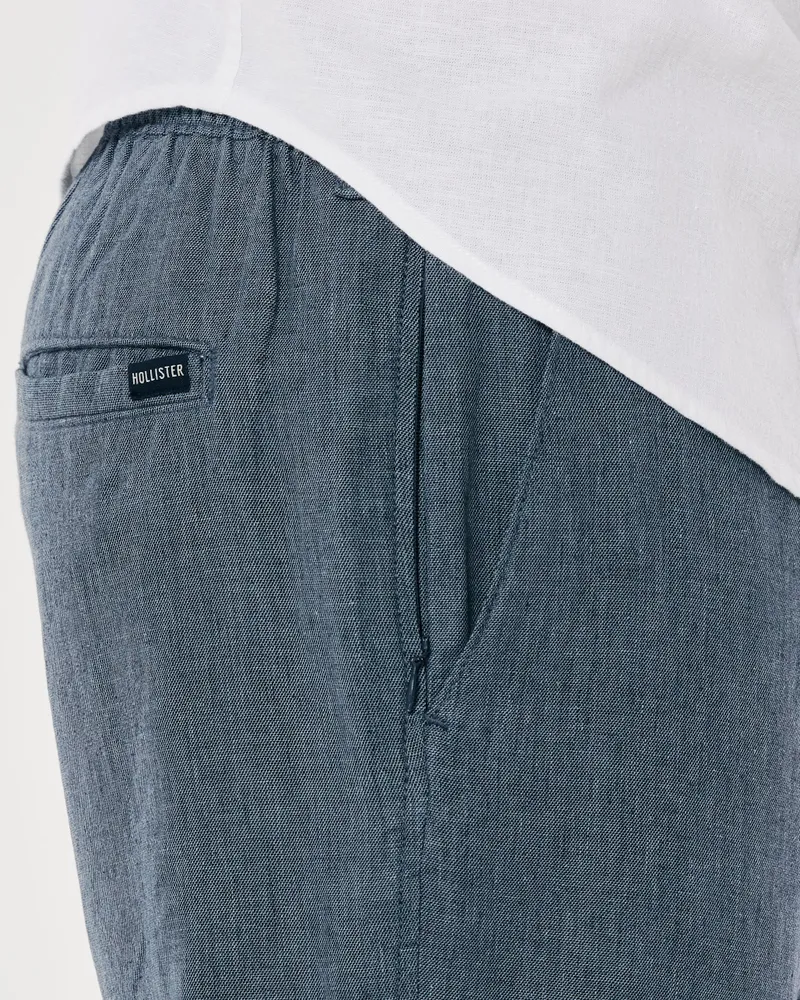 Linen Blend Slim Pull-On Pants