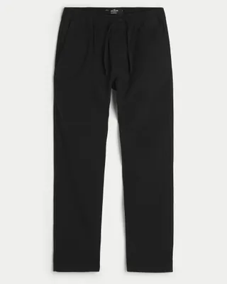 Linen-Blend Slim Straight Pull-On Pants