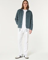 Linen-Blend Slim Straight Pants