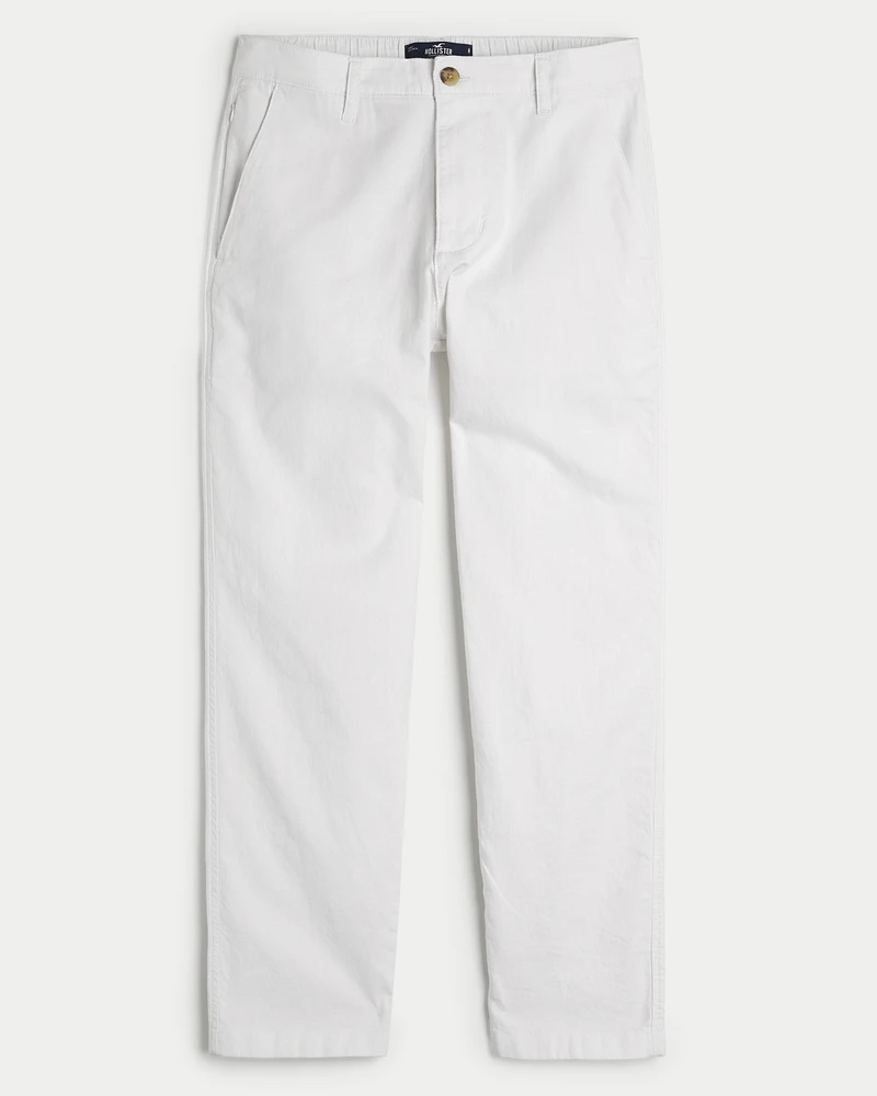 Linen-Blend Slim Straight Pants