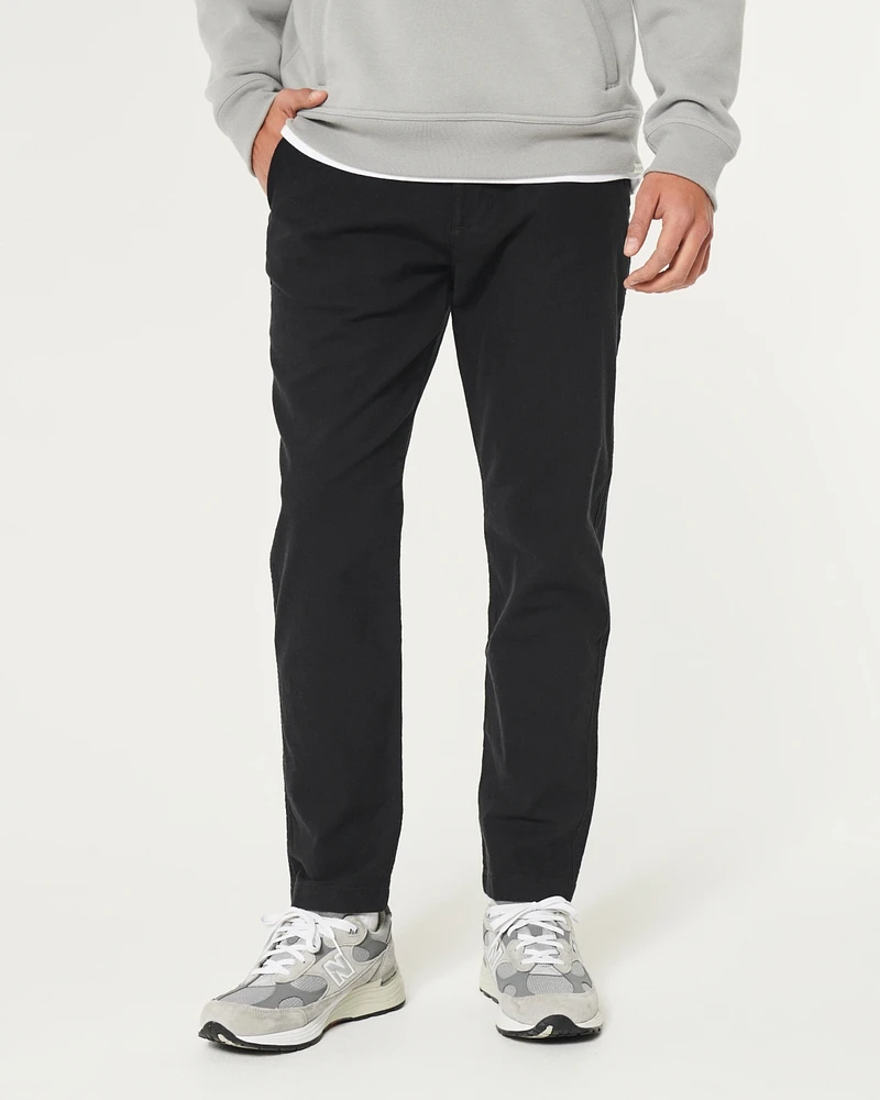 Slim Straight Linen-Blend Pants