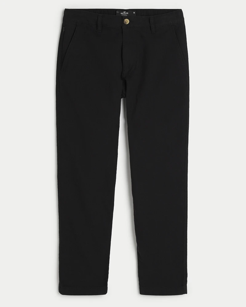 Slim Straight Linen-Blend Pants