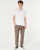 Slim Straight Stretch Linen-Blend Pants