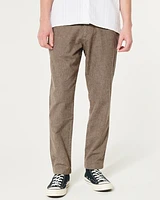 Slim Straight Stretch Linen-Blend Pants