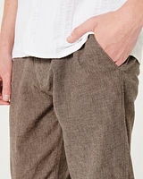 Slim Straight Stretch Linen-Blend Pants