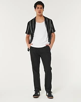 Slim Straight Linen-Blend Pull-On Pants