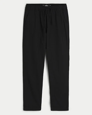 Slim Straight Linen-Blend Pull-On Pants