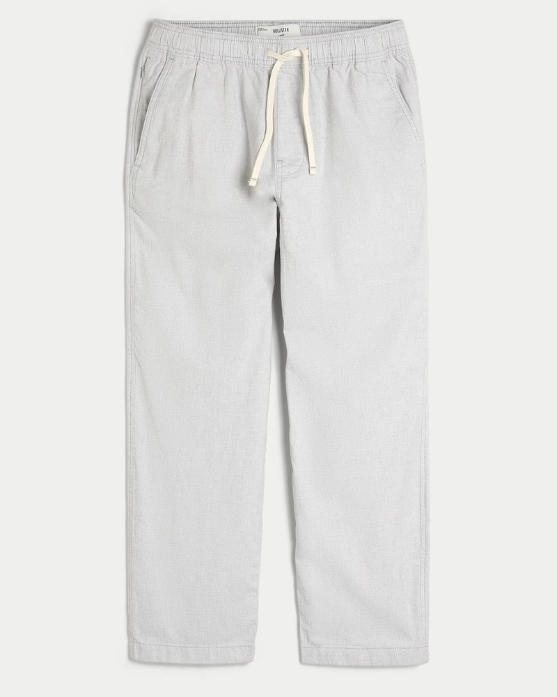 Loose Linen-Blend Pull-On Pants