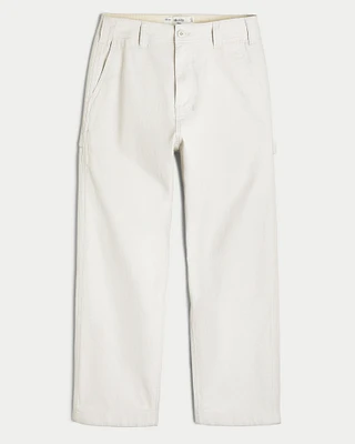 Linen-Blend Baggy Carpenter Pants