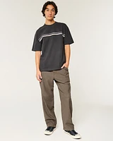 Linen-Blend Baggy Carpenter Pants