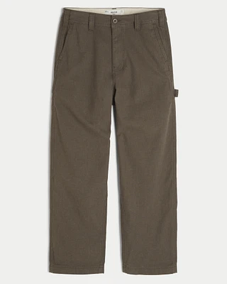 Linen-Blend Baggy Carpenter Pants