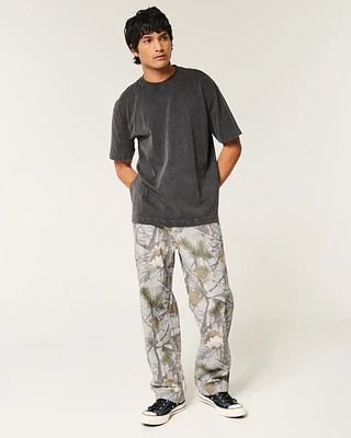 Linen-Blend Baggy Carpenter Pants
