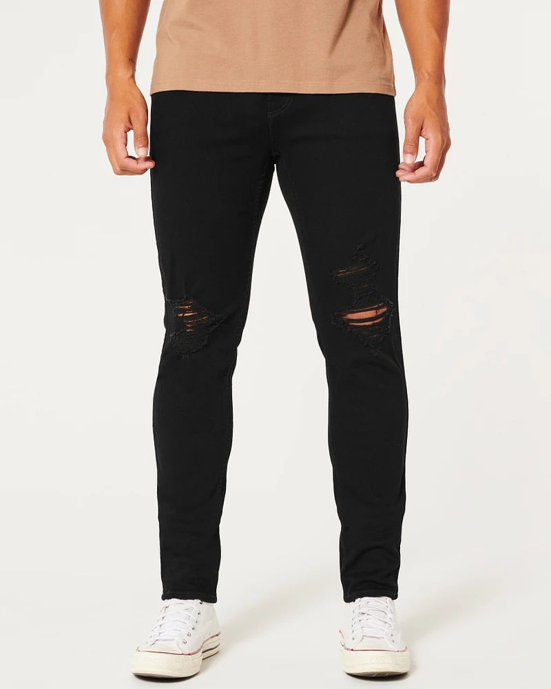 Distressed Black No Fade Athletic Skinny Jeans