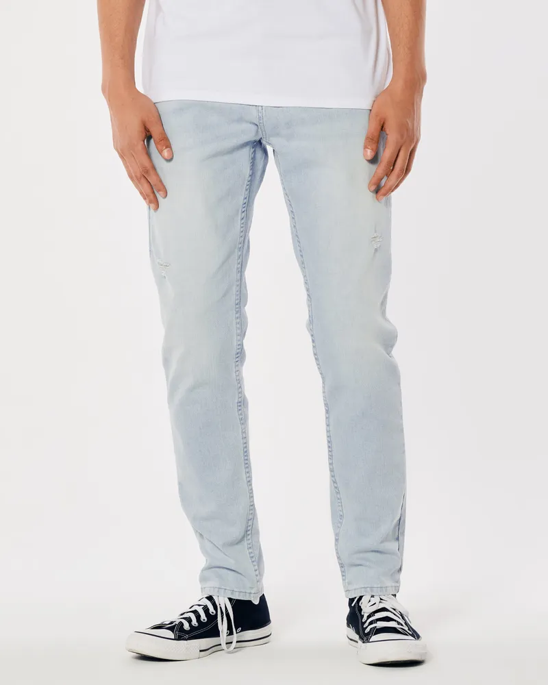 Distressed Light Wash Athletic Skinny Jeans