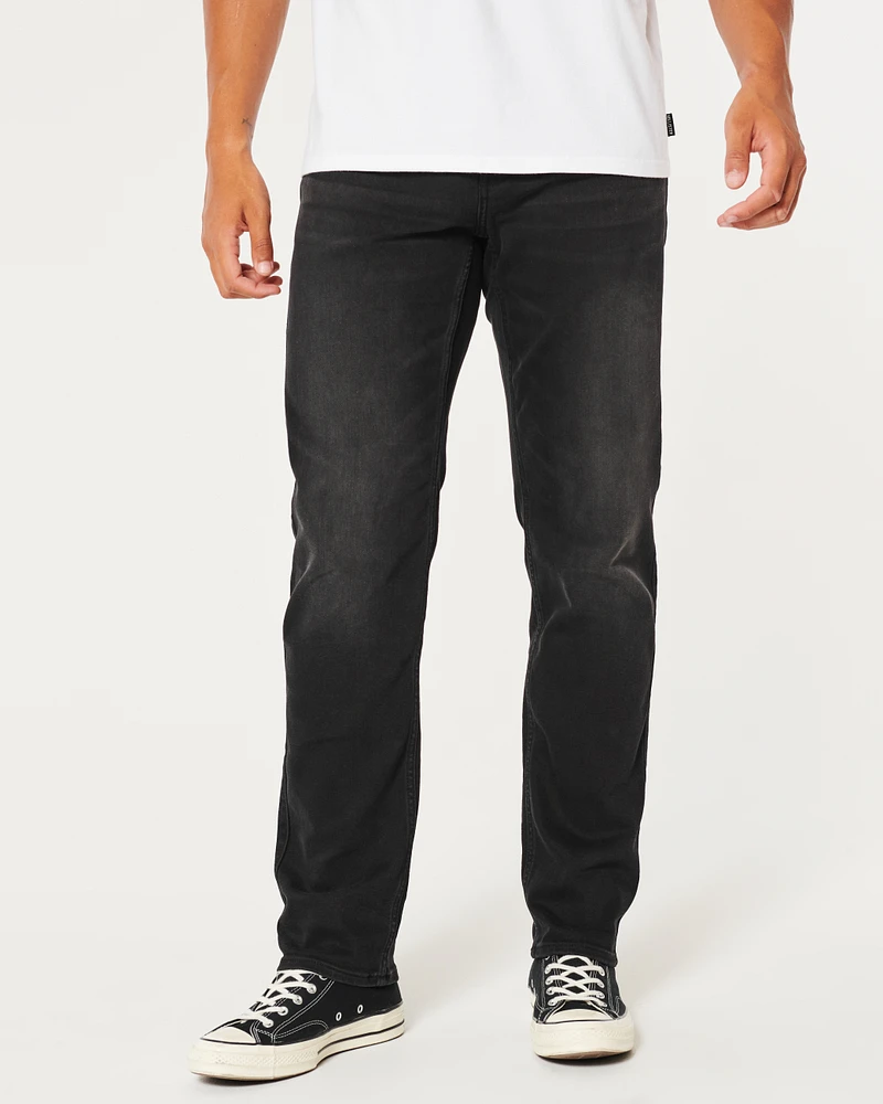 Washed Black Athletic Slim Straight Jeans