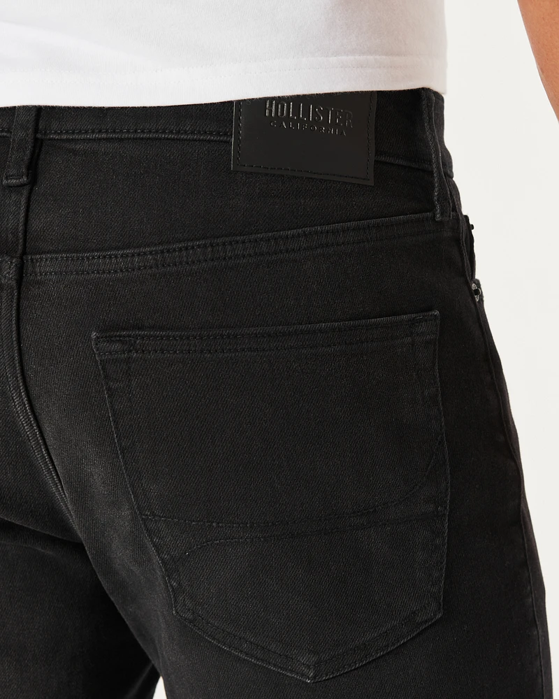 Washed Black Athletic Slim Straight Jeans