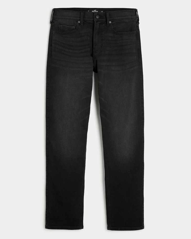 Washed Black Athletic Slim Straight Jeans