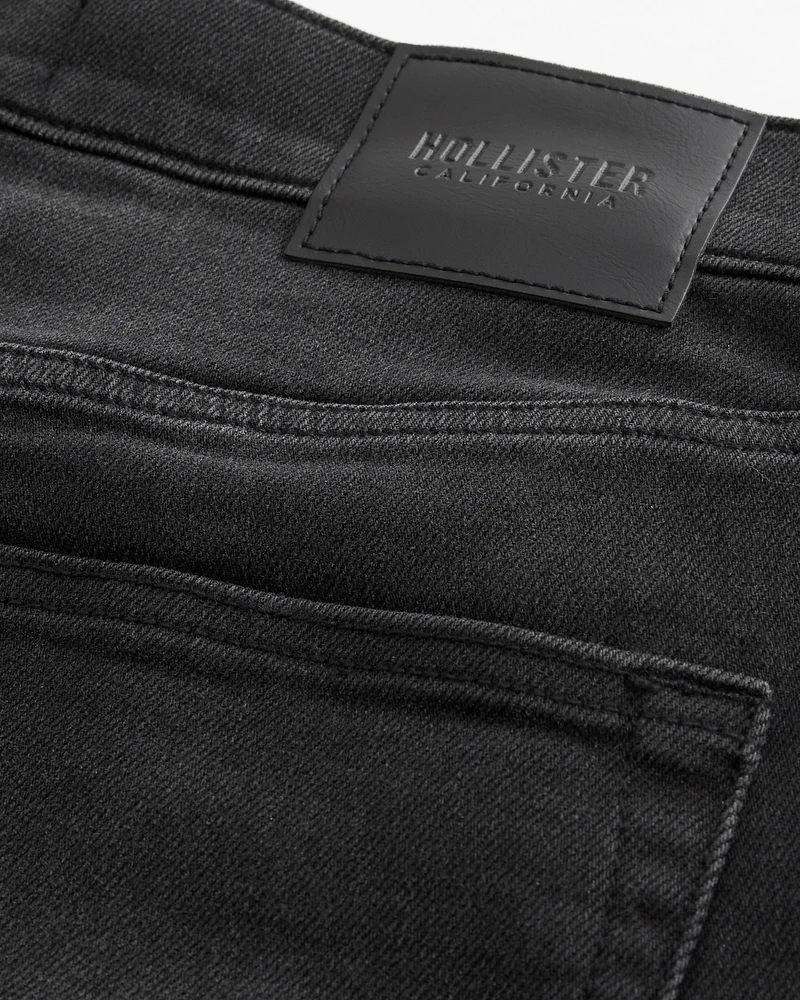 Washed Black Athletic Slim Straight Jeans