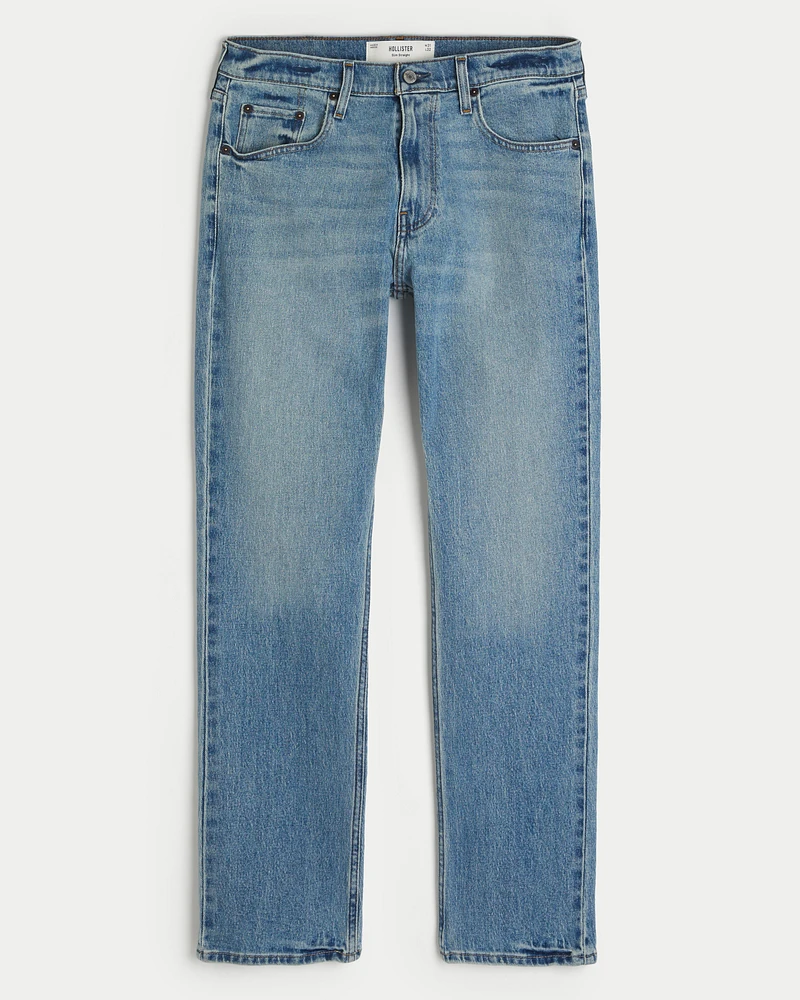 Medium Wash Slim Straight Jeans