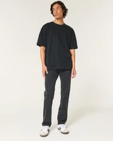 Washed Black Slim Straight Jeans